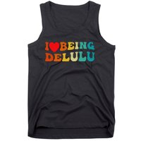 I Love Being Delulu I Heart Being Delulu Red  Tank Top