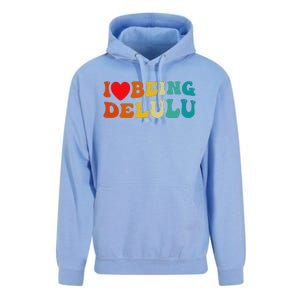 I Love Being Delulu I Heart Being Delulu Red  Unisex Surf Hoodie