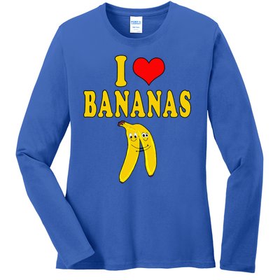 I Love Bananas Funny Costume Vegan Ladies Long Sleeve Shirt