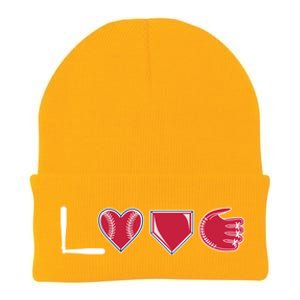 I Love Baseball Player Cute Baseball Pitcher Hitter Catcher Cute Gift Knit Cap Winter Beanie