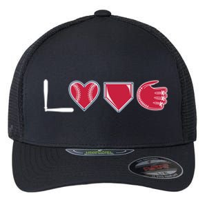 I Love Baseball Player Cute Baseball Pitcher Hitter Catcher Cute Gift Flexfit Unipanel Trucker Cap