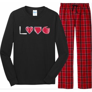 I Love Baseball Player Cute Baseball Pitcher Hitter Catcher Cute Gift Long Sleeve Pajama Set