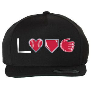 I Love Baseball Player Cute Baseball Pitcher Hitter Catcher Cute Gift Wool Snapback Cap