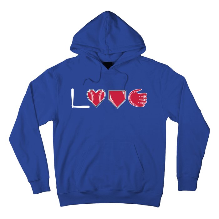 I Love Baseball Player Cute Baseball Pitcher Hitter Catcher Cute Gift Hoodie