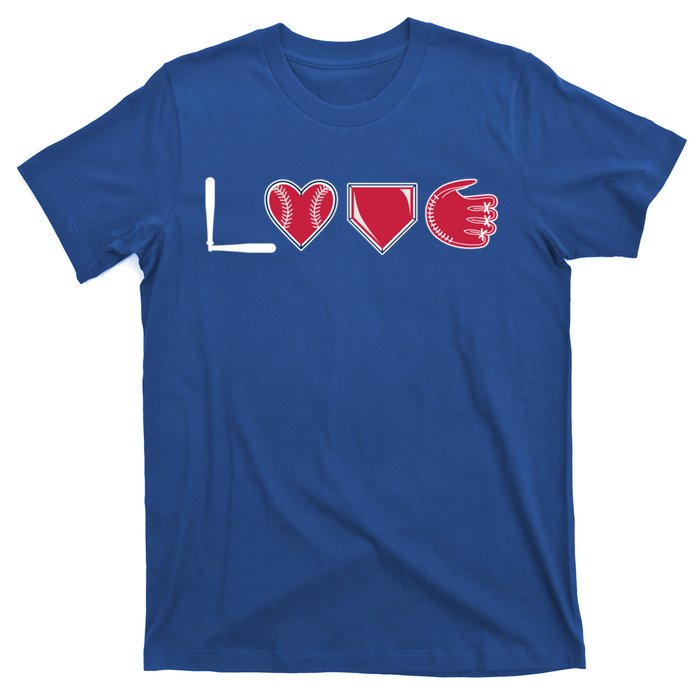 I Love Baseball Player Cute Baseball Pitcher Hitter Catcher Cute Gift T-Shirt