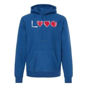 I Love Baseball Player Cute Baseball Pitcher Hitter Catcher Cute Gift Premium Hoodie