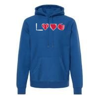 I Love Baseball Player Cute Baseball Pitcher Hitter Catcher Cute Gift Premium Hoodie