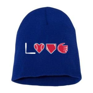 I Love Baseball Player Cute Baseball Pitcher Hitter Catcher Cute Gift Short Acrylic Beanie