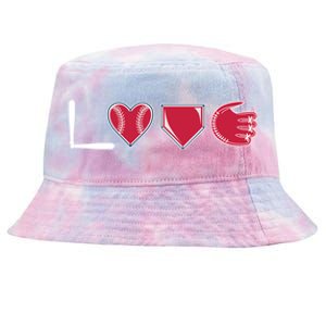 I Love Baseball Player Cute Baseball Pitcher Hitter Catcher Cute Gift Tie-Dyed Bucket Hat