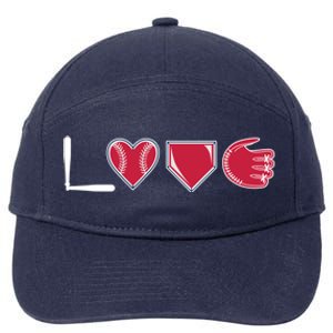 I Love Baseball Player Cute Baseball Pitcher Hitter Catcher Cute Gift 7-Panel Snapback Hat