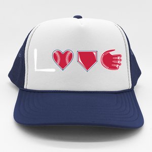 I Love Baseball Player Cute Baseball Pitcher Hitter Catcher Cute Gift Trucker Hat