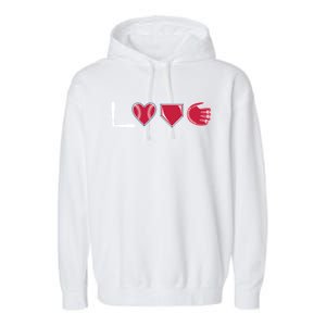 I Love Baseball Player Cute Baseball Pitcher Hitter Catcher Cute Gift Garment-Dyed Fleece Hoodie