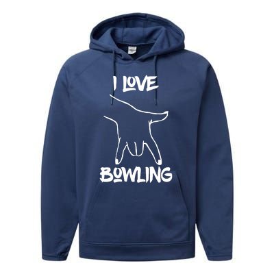 I Love Bowling Performance Fleece Hoodie