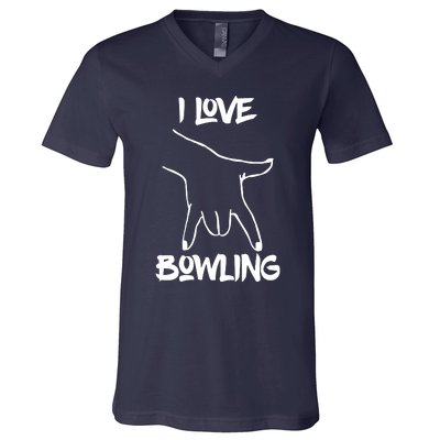 I Love Bowling V-Neck T-Shirt