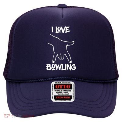 I Love Bowling High Crown Mesh Back Trucker Hat