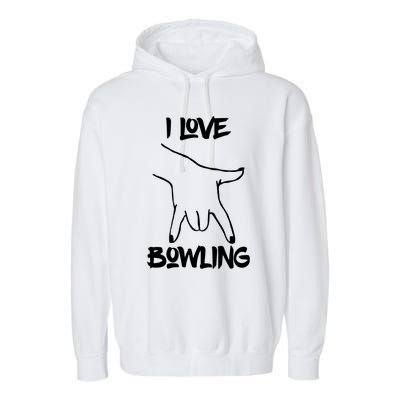 I Love Bowling Garment-Dyed Fleece Hoodie