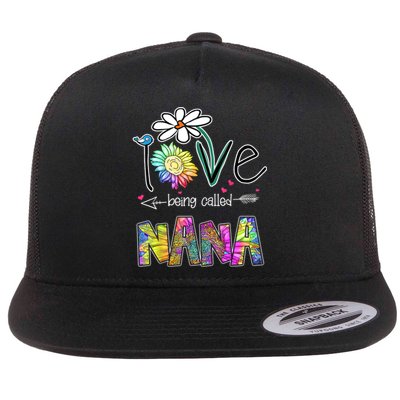 I Love Being Called Nana Sunflower MotherS Day Gift Flat Bill Trucker Hat