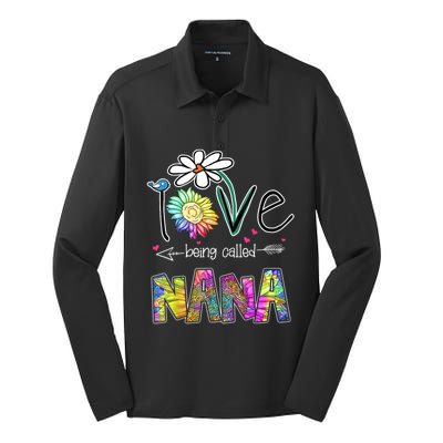 I Love Being Called Nana Sunflower MotherS Day Gift Silk Touch Performance Long Sleeve Polo