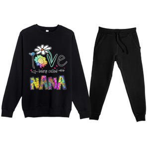 I Love Being Called Nana Sunflower MotherS Day Gift Premium Crewneck Sweatsuit Set