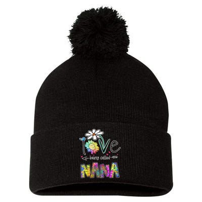 I Love Being Called Nana Sunflower MotherS Day Gift Pom Pom 12in Knit Beanie