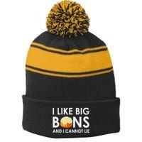 I Like Big Buns And I Cannot Lie Cinnamon Rolls Stripe Pom Pom Beanie