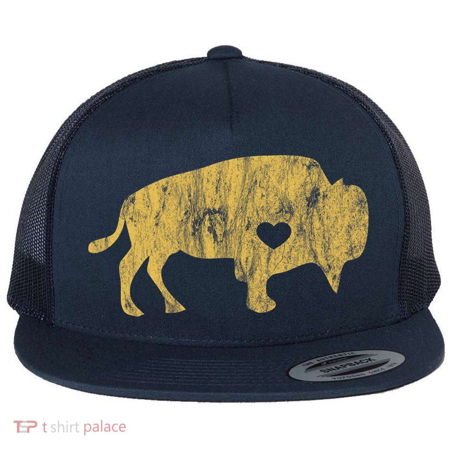 I Love Buffaloes Golden Buffalo Bison Lover Gift Ideas Flat Bill Trucker Hat