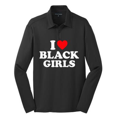 I Love Black Silk Touch Performance Long Sleeve Polo