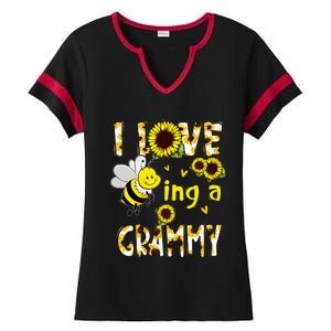 I Love Being A Grammy Sunflower Bee Mothers Day Ladies Halftime Notch Neck Tee