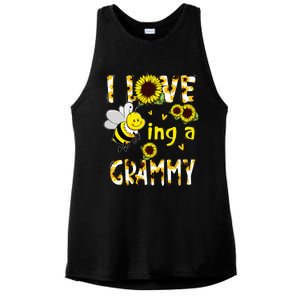 I Love Being A Grammy Sunflower Bee Mothers Day Ladies PosiCharge Tri-Blend Wicking Tank