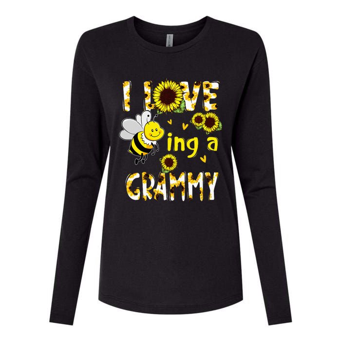 I Love Being A Grammy Sunflower Bee Mothers Day Womens Cotton Relaxed Long Sleeve T-Shirt