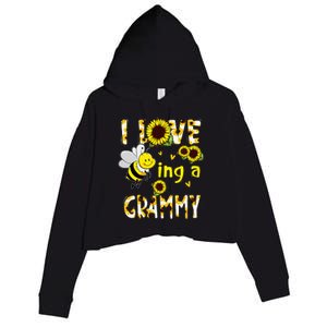 I Love Being A Grammy Sunflower Bee Mothers Day Crop Fleece Hoodie