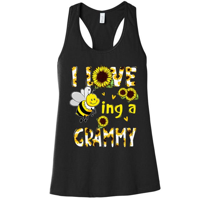 I Love Being A Grammy Sunflower Bee Mothers Day Women's Racerback Tank