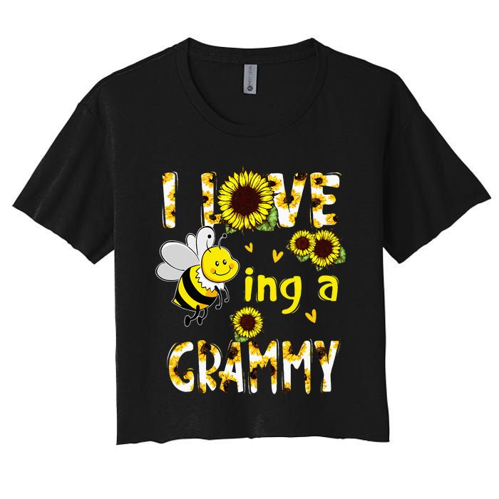 I Love Being A Grammy Sunflower Bee Mothers Day Women's Crop Top Tee