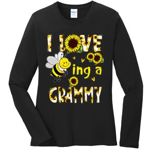 I Love Being A Grammy Sunflower Bee Mothers Day Ladies Long Sleeve Shirt