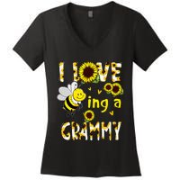 I Love Being A Grammy Sunflower Bee Mothers Day Women's V-Neck T-Shirt