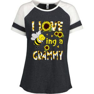 I Love Being A Grammy Sunflower Bee Mothers Day Enza Ladies Jersey Colorblock Tee