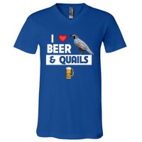 I Love Beer And Quails Bird Watching Funny Ing Hunting Cute Gift V-Neck T-Shirt