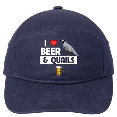 I Love Beer And Quails Bird Watching Funny Ing Hunting Cute Gift 7-Panel Snapback Hat