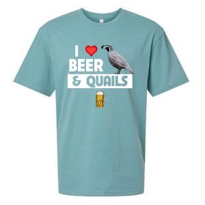 I Love Beer And Quails Bird Watching Funny Ing Hunting Cute Gift Sueded Cloud Jersey T-Shirt