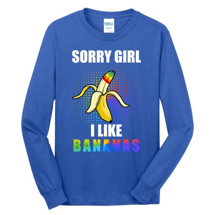 I Like Bananas Lgbtq Pride Gay Proud Ally Rainbow Flag Great Gift Tall Long Sleeve T-Shirt