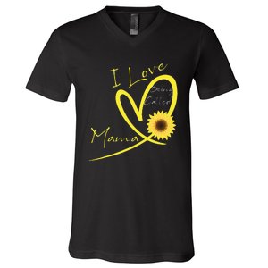 I Love Being Called Mama Sunflower Heart V-Neck T-Shirt