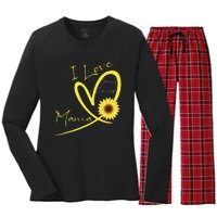 I Love Being Called Mama Sunflower Heart Women's Long Sleeve Flannel Pajama Set 