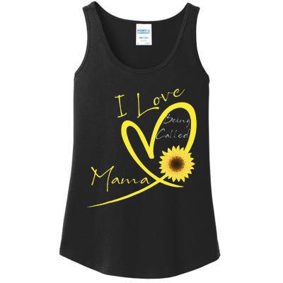 I Love Being Called Mama Sunflower Heart Ladies Essential Tank