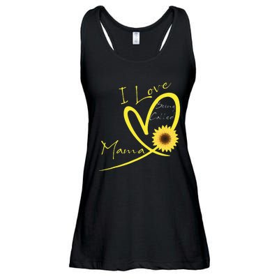 I Love Being Called Mama Sunflower Heart Ladies Essential Flowy Tank