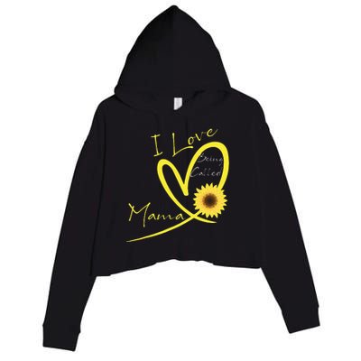 I Love Being Called Mama Sunflower Heart Crop Fleece Hoodie