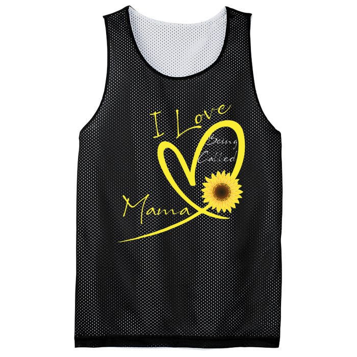 I Love Being Called Mama Sunflower Heart Mesh Reversible Basketball Jersey Tank