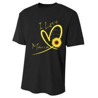 I Love Being Called Mama Sunflower Heart Performance Sprint T-Shirt