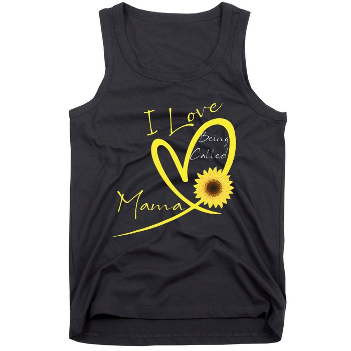 I Love Being Called Mama Sunflower Heart Tank Top