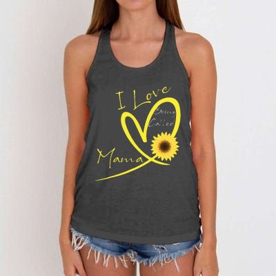 I Love Being Called Mama Sunflower Heart Women's Knotted Racerback Tank