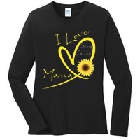 I Love Being Called Mama Sunflower Heart Ladies Long Sleeve Shirt